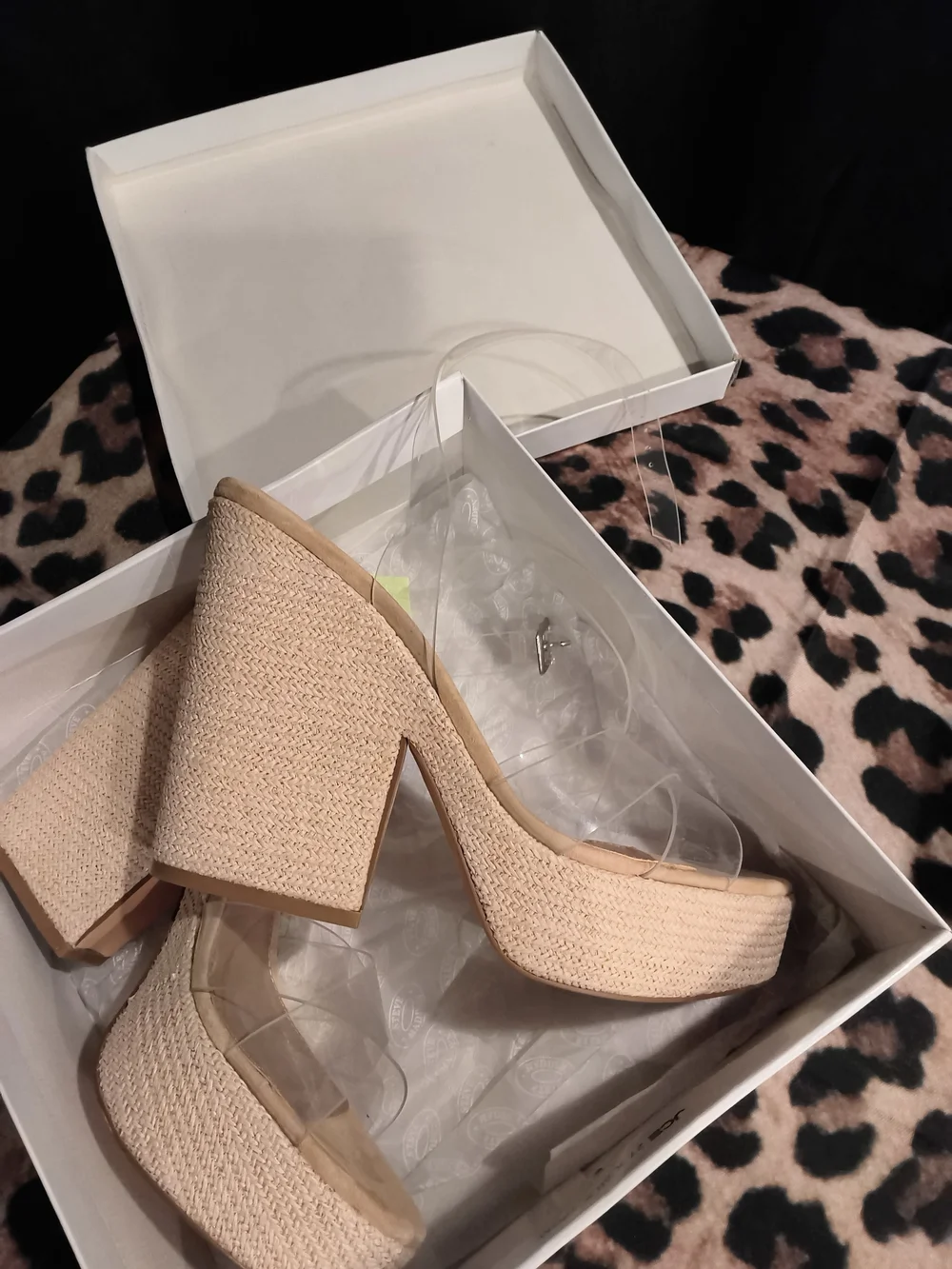Steve Madden Clear Strap Beige Wedge Sandals
